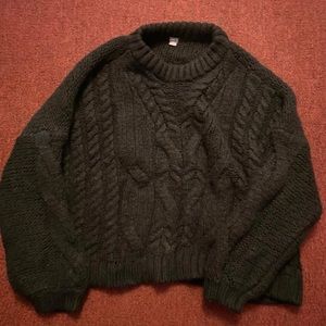 Aerie Cropped Large Black Sweater